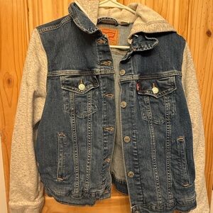 Levi's Blue Denim Jacket with Light Gray Sleeves